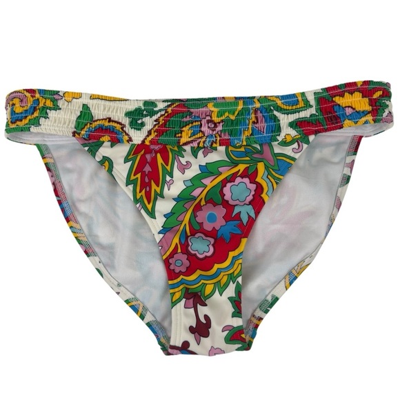 Boden Milos Smocked Bikini Bottoms Ivory Paisley Azure Size 4 Colorful Playful - Picture 6 of 15